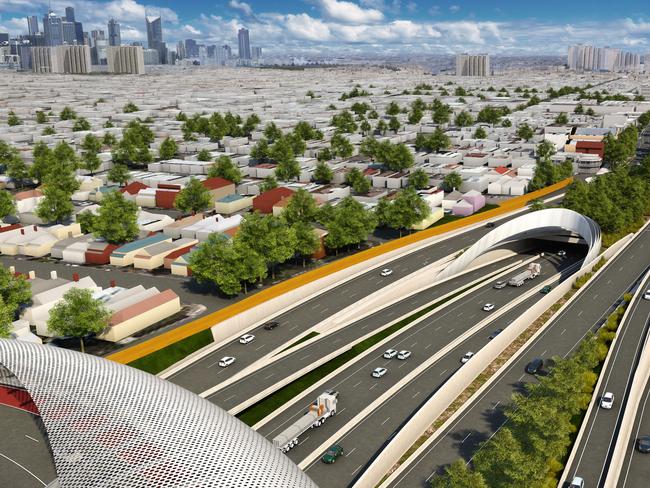 East West Link Artist render of Eastern portal from Hoddle st/ ALexander