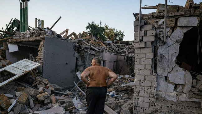 Homes in Mykolaiv destroyed in a Russian strike. Picture: Dimitar Dilkoff/AFP/Getty Images