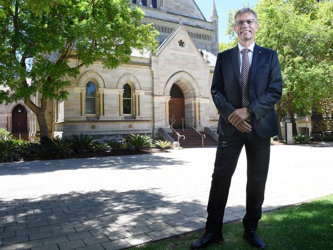 New vice-chancellor of the University of Adelaide Peter Hoj in front of Elder Hall at Adelaide University Tuesday February 3,2021.Picture Mark Brake