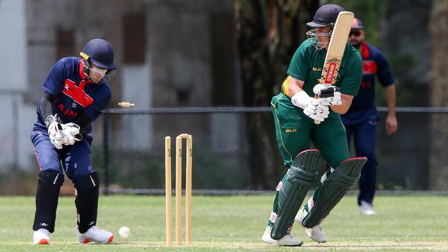 VTCA: Yarraville Club’s James Damjanovski is bowled. Picture: George Sal