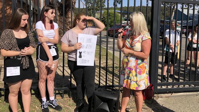 State Member for Swansea Yasmin Catley showed up to give her support to students. Photo: Amy Ziniak.