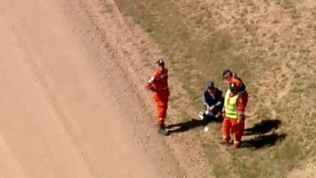 Police search and SES for Karen Ristevski in Toolern Vale. Picture: Nine News helicopter