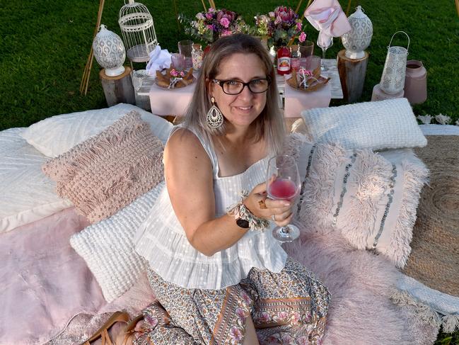 Donna Mura from Meadow Moon at Anzac Park, operates a high-end picnic business. Picture: Evan Morgan