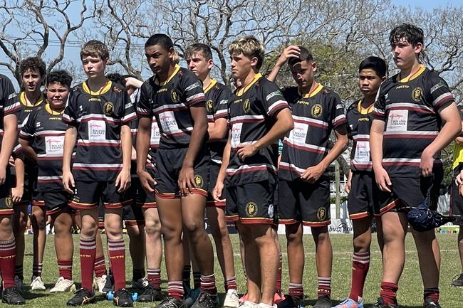 Redcliffe SHS student Iosefo Taateo (front and centre with black boots) excels in both codes.