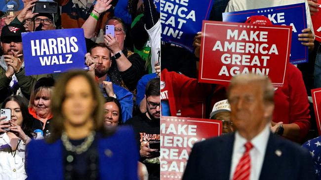 With Kamala Harris and Donald Trump as the nominees, each side cancels out the other. Picture composite: Loren Elliott and Chandan Khanna / AFP