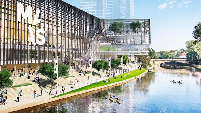 An artist’s impression of the proposed Powerhouse Museum on the Parramatta River. Picture: Supplied