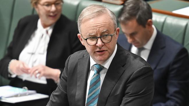 Anthony Albanese in question time on Tuesday. Picture: NewsWire / Martin Ollman