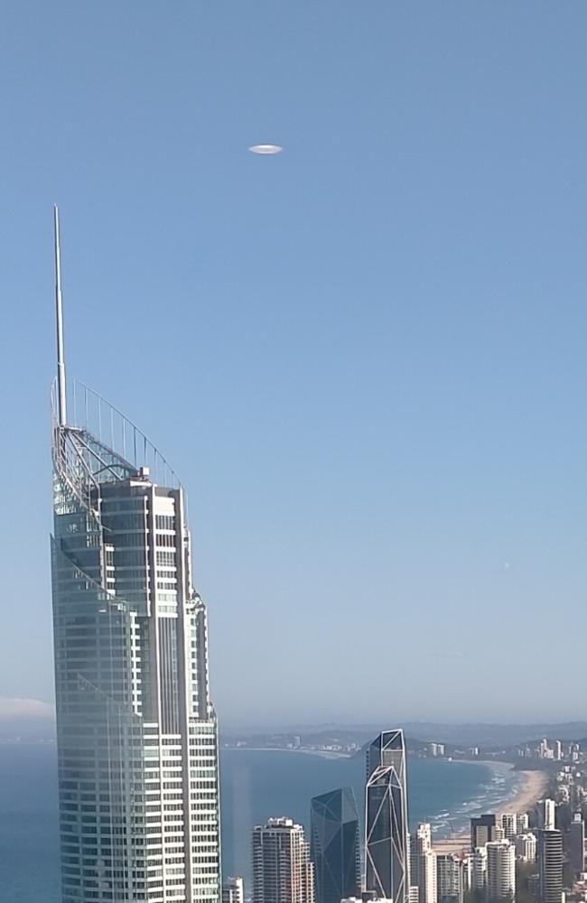 The UFO hovering over Q1 on the Gold Coast. Picture: Supplied