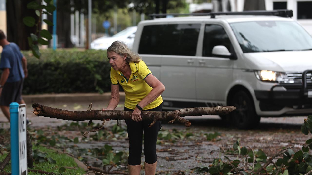 Townsville locals woke early to inspect the damage along The Strand left from TC Kirrily that hit overnight. Picture: Adam Head