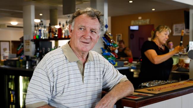 Publican Bruce Hedditch at the bar of his Larrikin Hotel. Picture: Cameron Laird