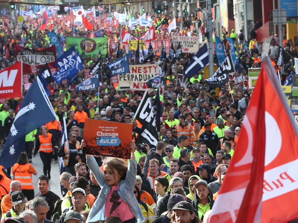 The scope of the union rally in Melbourne last year. Picture: David Crosling