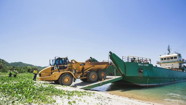 Mayfair Iconic Properties hired Seaswift's <i>Malu Chief</i> to transport heavy machinery to Dunk Island in February 2020