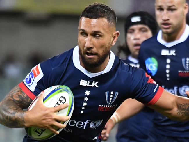 Rebels Quade Cooper in action during the Round 1 Super Rugby match between the Brumbies and the Melbourne Rebels at GIO Stadium in Canberra, Friday, February 15, 2019. (AAP Image/Mick Tsikas) NO ARCHIVING, EDITORIAL USE ONLY