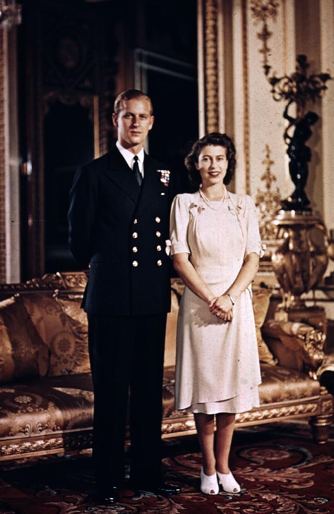 Princess Elizabeth and Prince Philip, Duke of Edinburgh at Buckingham Palace shortly before their wedding in 1947. Picture: Hulton Archive