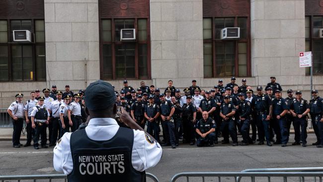 US court police pose for a group photo following the hush-money trial. Picture: Getty Images via AFP.