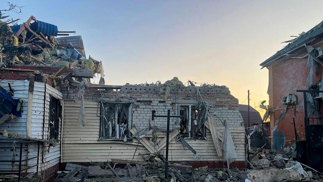 Damages in the town of Sudzha on August 6, caused by shelling from Ukranian forces in Russia's Kursk Region. Picture: Governor of Kursk Region / AFP