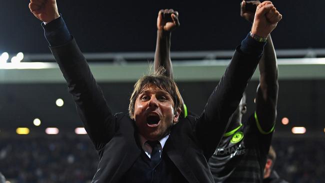 Antonio Conte, Manager of Chelsea celebrates.