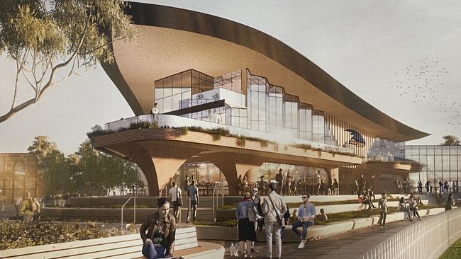 Artist impressions of the Adelaide Crows’ proposed headquarters at the Gasworks site.