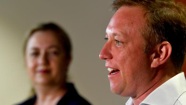 Premier Annastacia Palaszczuk and Deputy Premier Steven Miles at Bohle TAFE. Picture: Evan Morgan