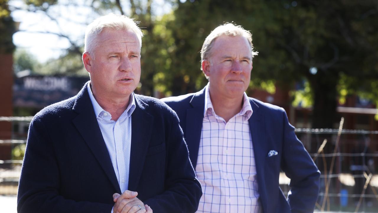 Tasmanian Premier Jeremy Rockliff with former premier Will Hodgman. Picture: Nikki Davis-Jones