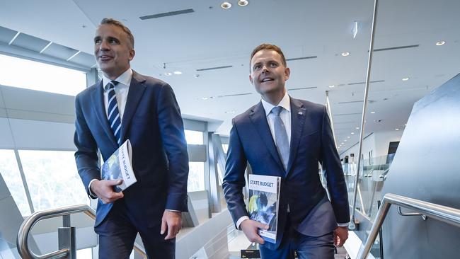 Mr Malinauskas and Treasurer Stephen Mullighan said the state economy was outperforming despite both national and international headwinds. Picture: NewsWire / Roy VanDerVegt