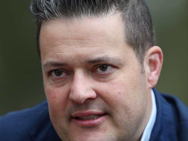 An emotional Labor MP Will Fowles and wife Jess during a sit down interview with Heraldsun journalist Alexandra White  at Wattle Park in Burwood today.       .Picture: Michael Klein.