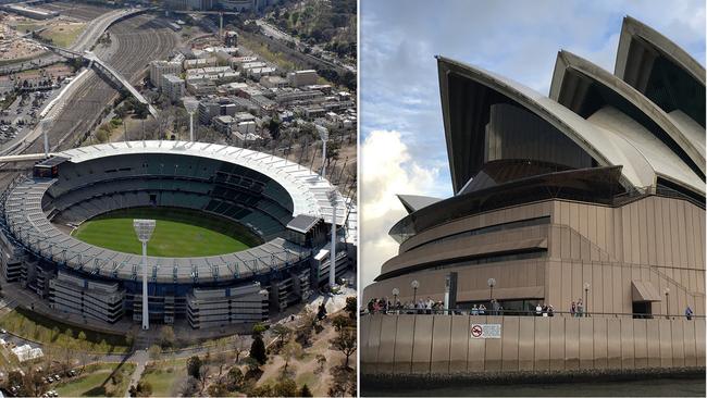 The Melbourne Cricket Ground and the Sydney Opera House.