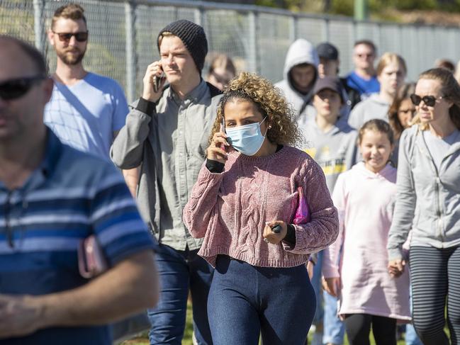 BRISBANE, AUSTRALIA - NewsWire Photos JULY 29, 2020: People arrive to get COVID tested at the Parklands Christian College in Park Ridge. Picture: NCA NewsWire / Jono Searle