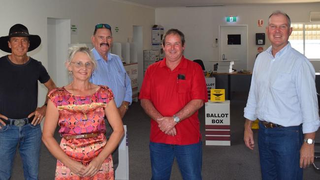 The ballot draw for Gympie's seat in the 2020 Queensland Election was determined on Sunday, October 11: Tim Jerome (IND), Donna Reardon (IND), Michael Blaxland (ONP), Geoff Williams (ALP) and Tony Perrett (LNP) were present for the draw.