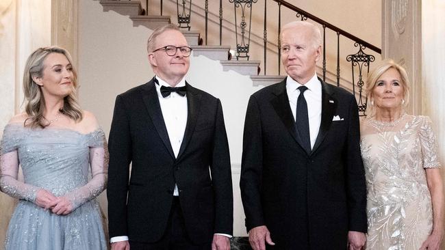 Jodie Haydon and Anthony Albanese at the White House with US President Joe Biden and First Lady Jill Biden. Picture: Brendan Smialowski / AFP