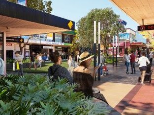 An artist's impression of the proposed upgrade of The Centre retail precinct at Forestville, looking towards the location of the war memorial. Picture: Northern Beaches Council