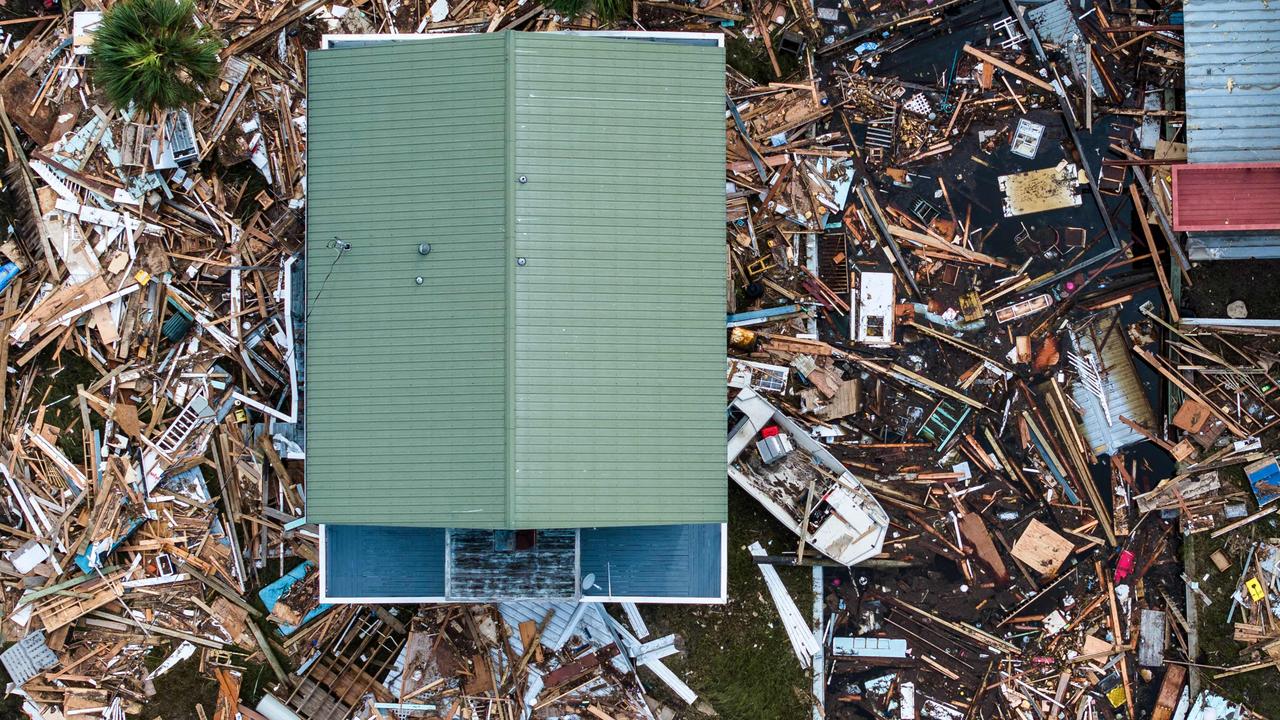 An aerial view of damaged houses are seen after Hurricane Helene made landfall in Horseshoe Beach, Florida, on September 28, 2024. Picture: AFP