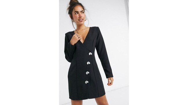 ASOS DESIGN Asymmetric Wrap Mini Dress With Contrast Buttons