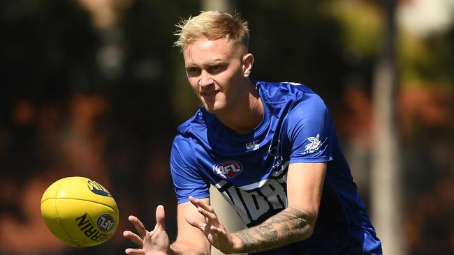 Jaidyn Stephenson at North Melbourne training. Picture: Quinn Rooney/Getty Images