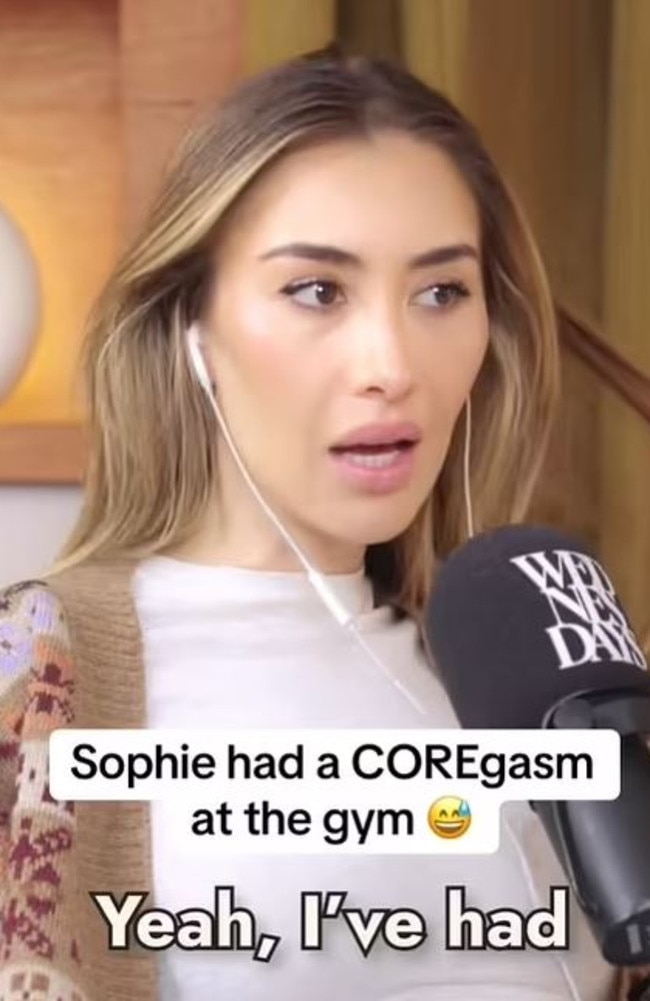 Sophie Habboo said she had a 'coregasm' at the gym. Picture: TikTok/WednesdaysPodcast