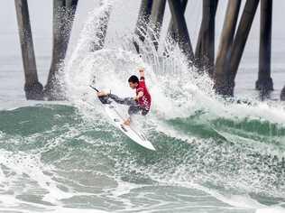 ON THE RISE: Liam O'Brien advancing to the semi-finals of the 2019 VANS US Open of Surfing after winning quarter-final heat 3 at Huntington Beach. Picture: Kenny Morris/WSL via Getty Image