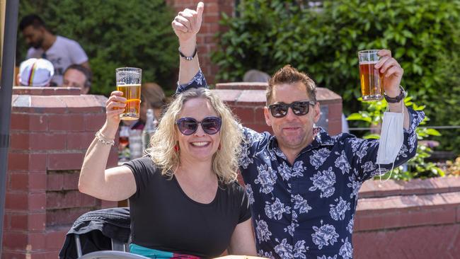 Lori Young and Bradley Forsyth were all smiles in Daylesford. Picture: Wayne Taylor/NCA NewsWire.