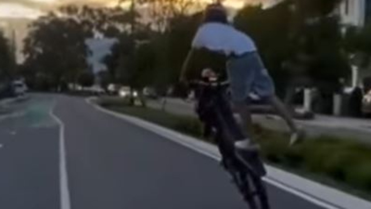 Screenshot of one of his alleged bike stunt tricks. Picture - Instagram.