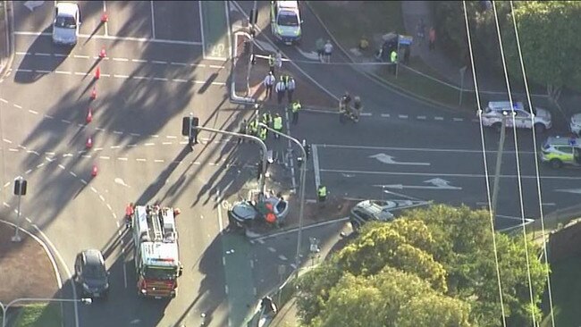 The scene of the crash at Rothwell. Picture: 7 News Brisbane