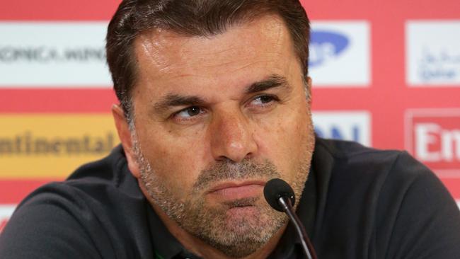 Socceroos coach Ange Postecoglou faces the media before their quarter-final Asian Cup match. Pic Darren England.