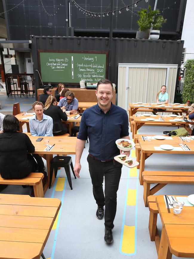 Maris Cook, owner of Hello Please, at the restaurant’s previous location in a shipping container in Fish Lane. Picture: Patria Jannides