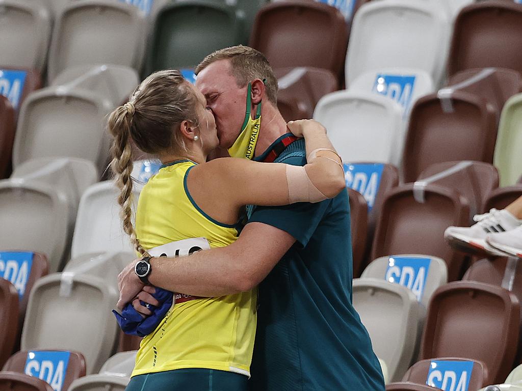 Her biggest supporter was there to celebrate with her. Picture: Alex Coppel.