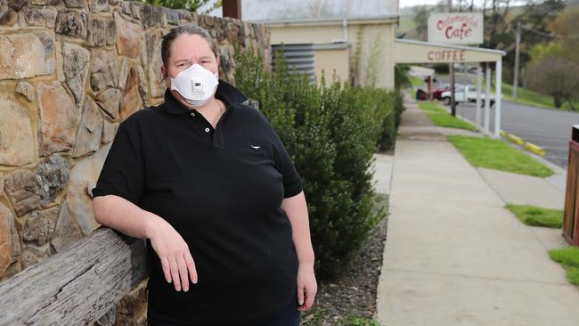 Buchan community recovery committee chairwoman Kate Hodge in the centre of town. Picture: Alex Coppel