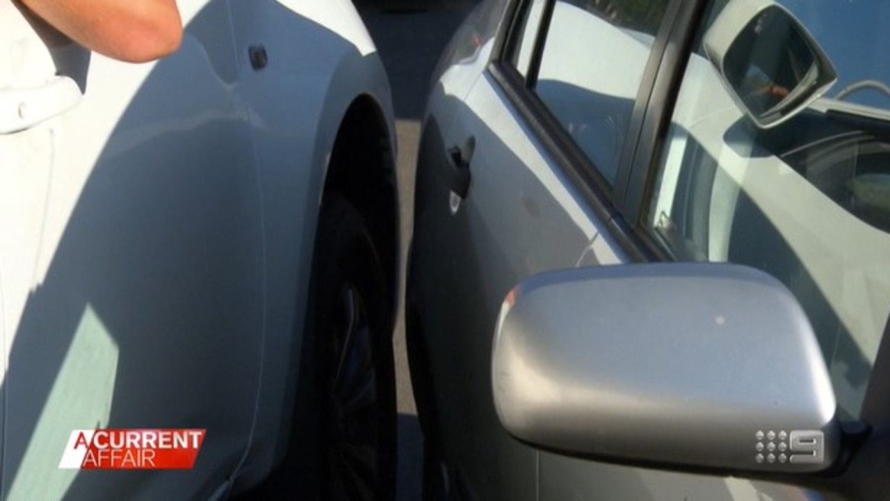 Cars are sometimes close to touching when they attempt to squeeze in between two parked cars. Picture: Channel 9/ A Current Affair