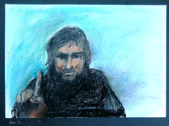 Terror-accused Milad Atai / Court sketch by Vincent de Gouw