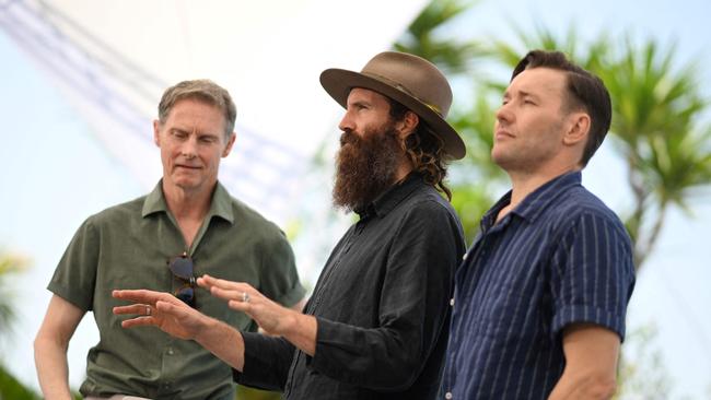 Sean Harris, Thomas M. Wright and Joel Edgerton at Cannes Film Festival. Picture: AFP