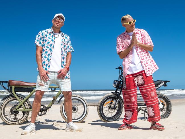 Rappers Bliss, left, and Eso of Sydney hip-hop trio Bliss N Eso, whose eighth album The Moon (The Light Side) will be released on April 11 ahead of a 27-date national tour from May to August. Picture: Tyler Hanley