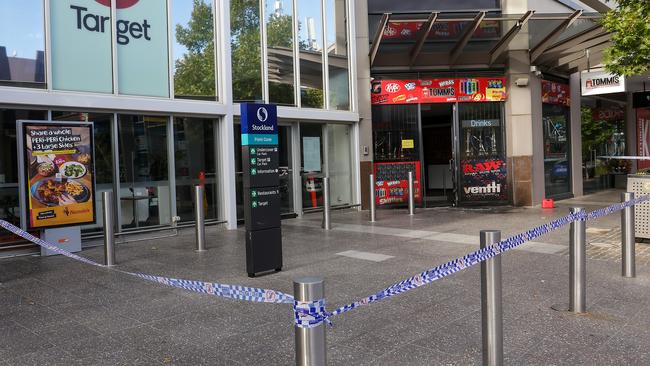 The scene of a blaze at Tommi’s Gifts and Smoking Accessories tobacco store in Point Cook. Picture: Ian Currie