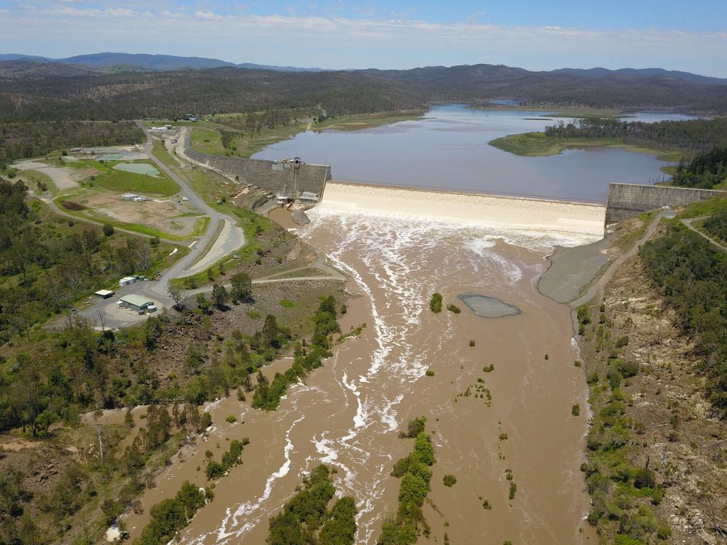 Sunwater on Monday shared this photo of an overflowing Paradise Dam on social media. Picture: Sunwater