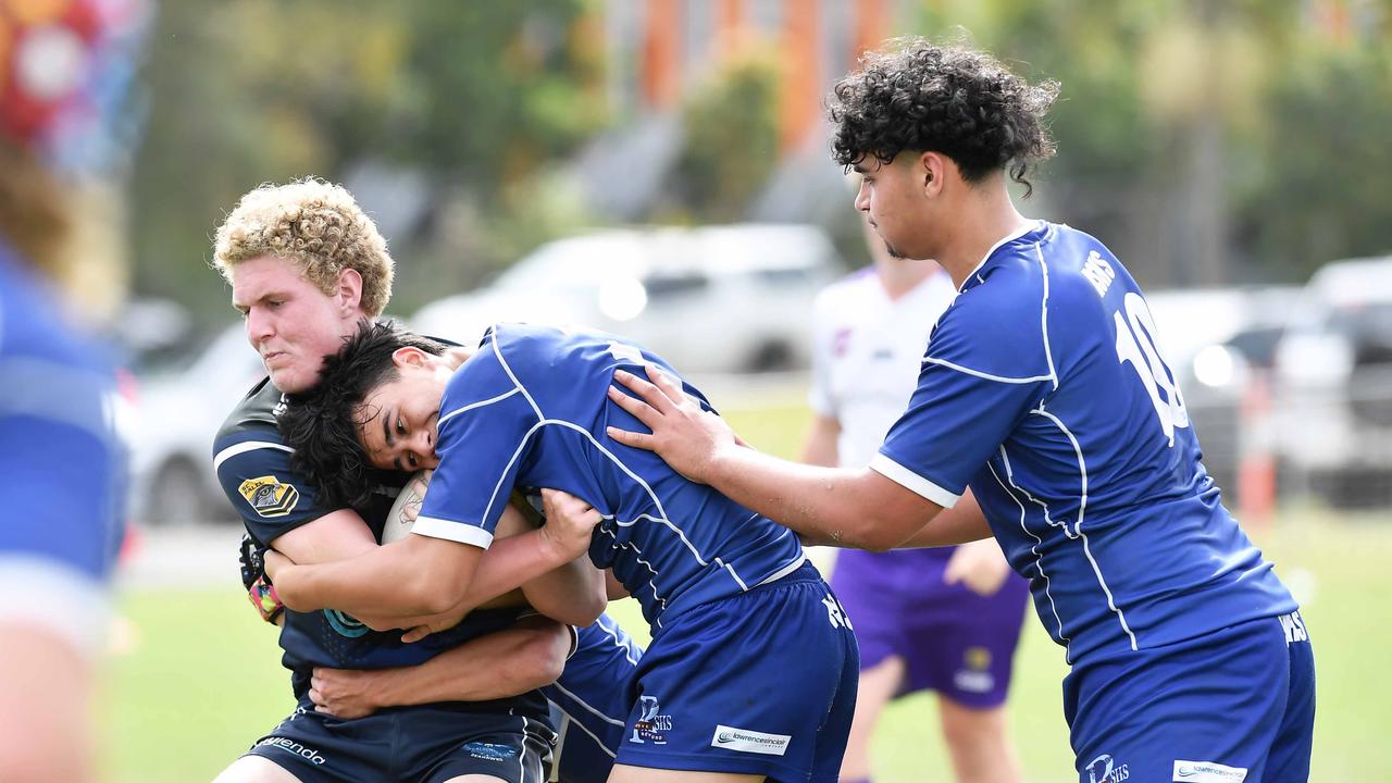 RUGBY LEAGUE: Justin Hodges and Chris Flannery 9s Gala Day. Grand final, Caloundra State High School V Redcliffe State High, year 12. Picture: Patrick Woods.